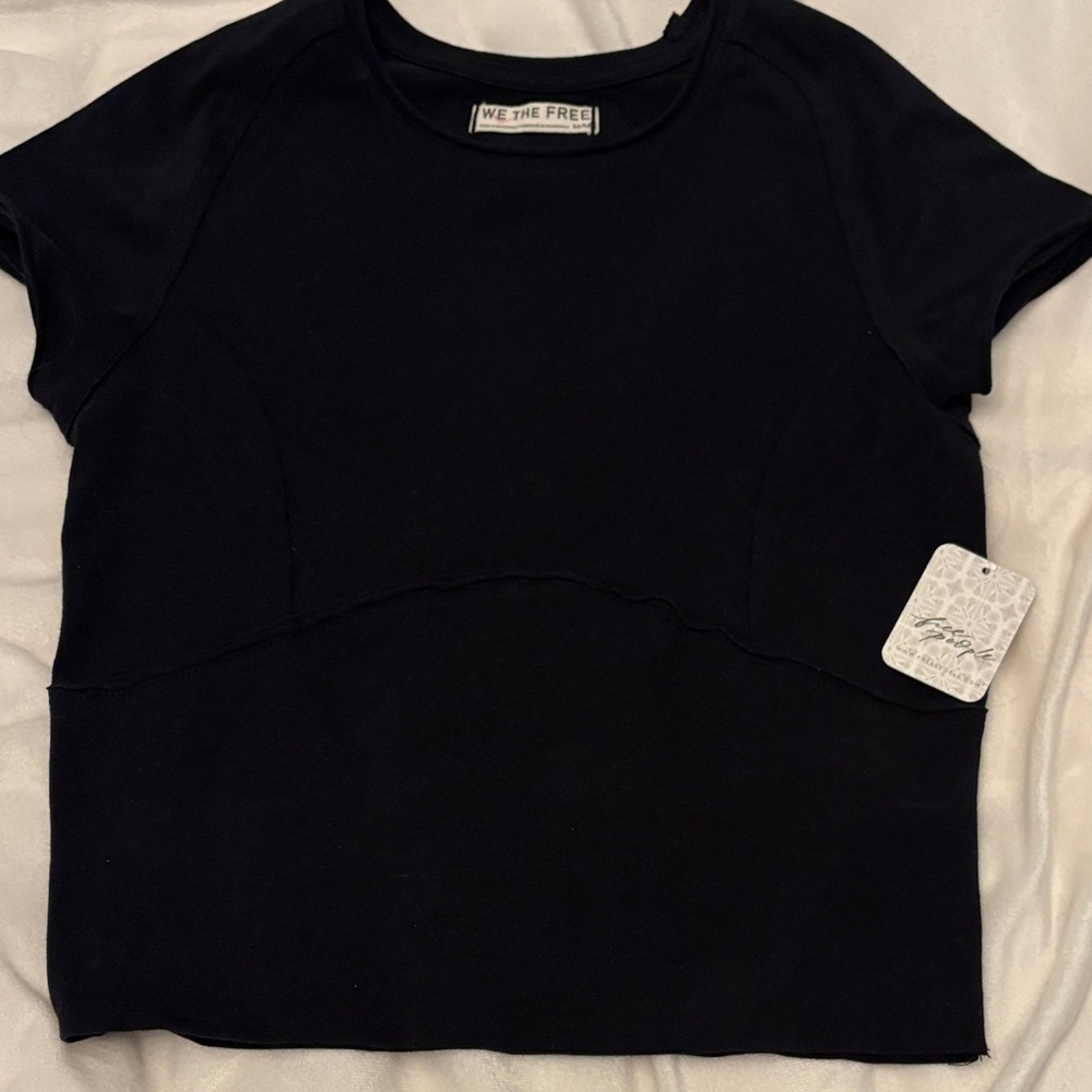 We The Free Free People Classic Black Short Sleeve Tee-NEW